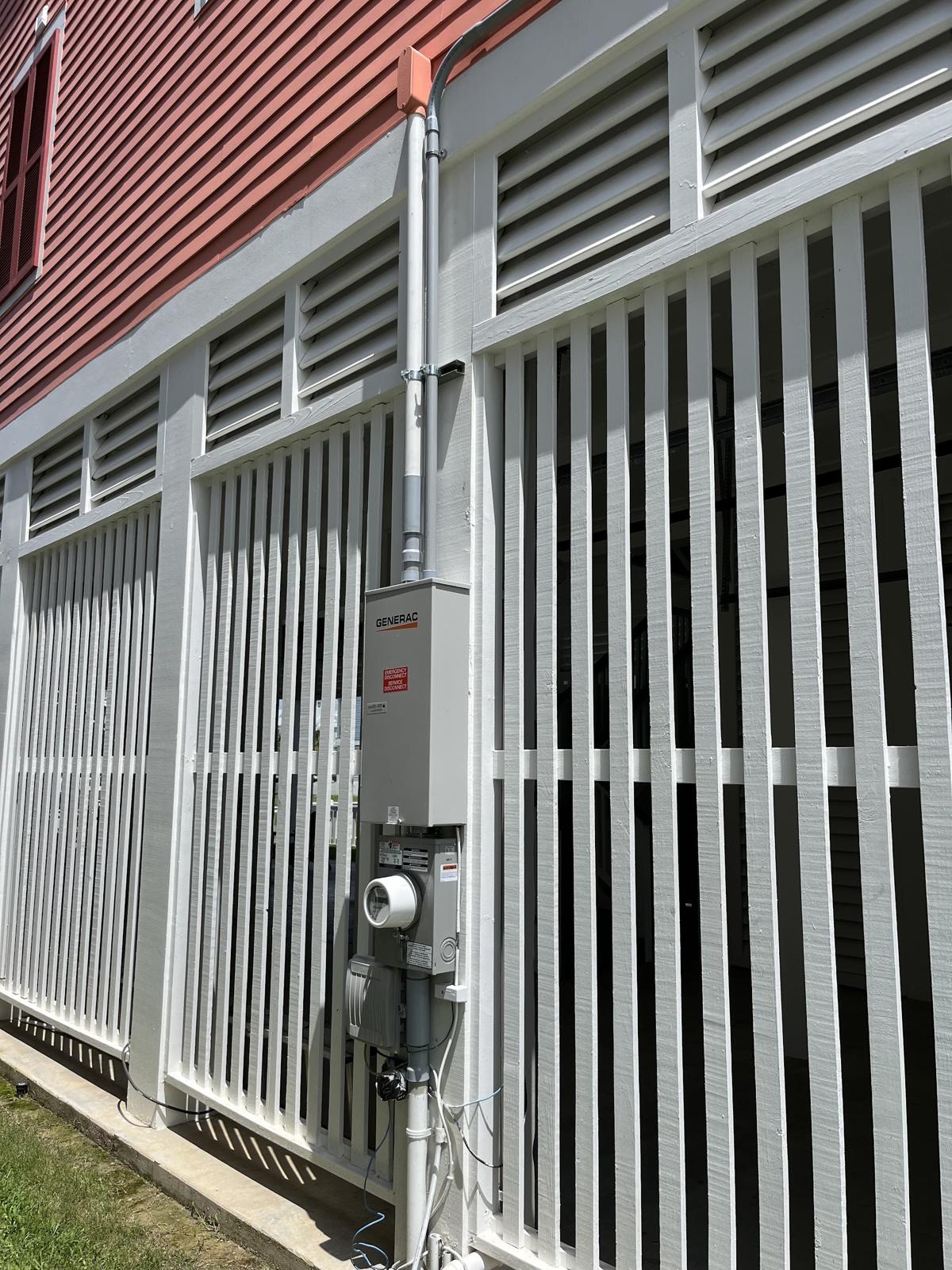 Generator transfer switch and monitoring equipment